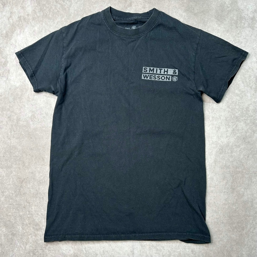 Smith & Wesson Mens Graphic T-Shirt Black Small American Made Flag Logo Tee